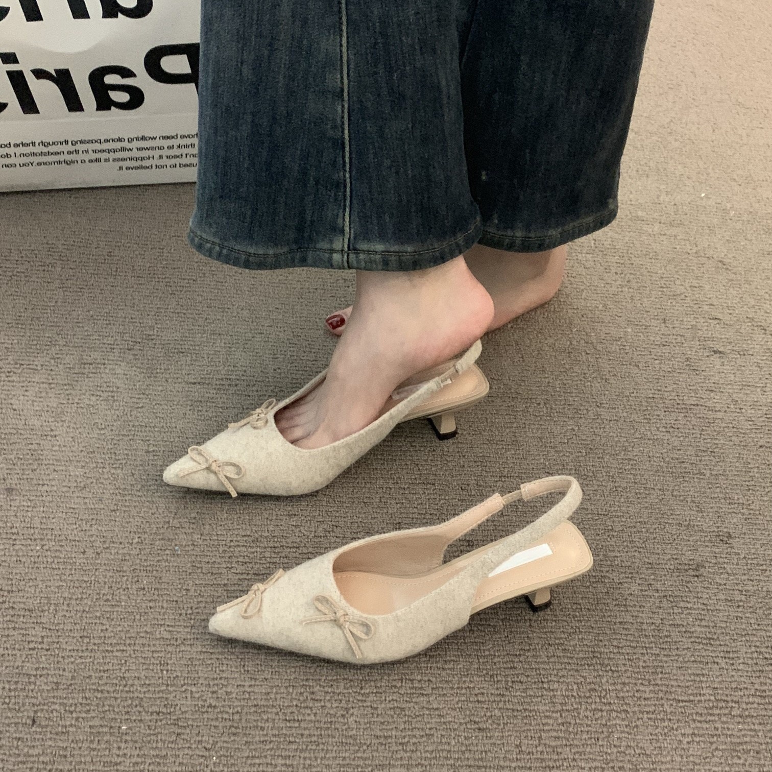 Designer Niche French Bare Apricot High Heels Baotou Sandals Fairy Shoes 2025 Spring and Summer Evening Pointed Fine Tailored Shoes