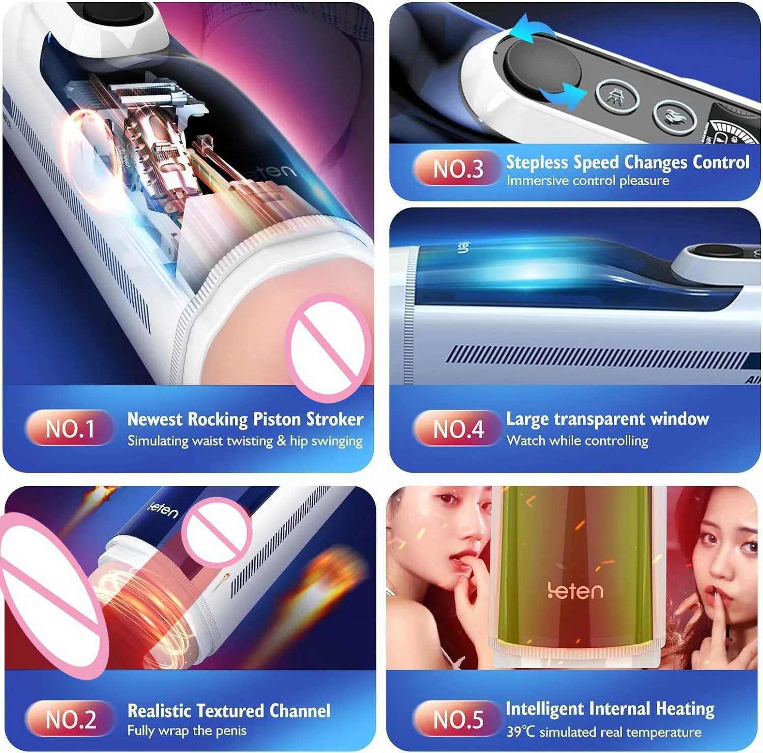 Leten A380 IV Piston Telescopic Automatic Male Masturbation Cup Smart Heating Realistic Vagainl Sleeve Sex Machine Easy to Use W250621