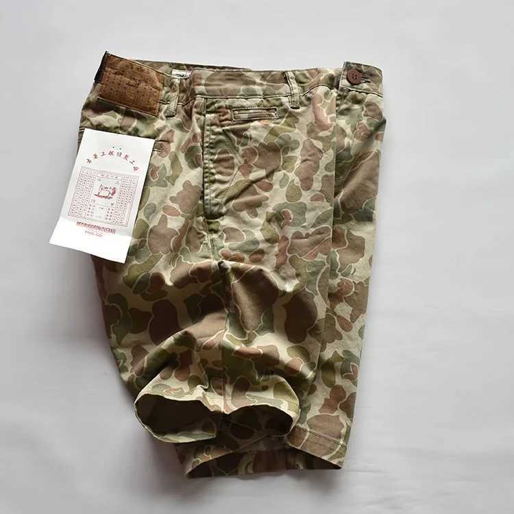 Summer Mens Vintage Americana Shorts Heavy Washed Desert Camouflage Cargo Shorts| Distressed Workwear Style 5-Inch Inseam W250621