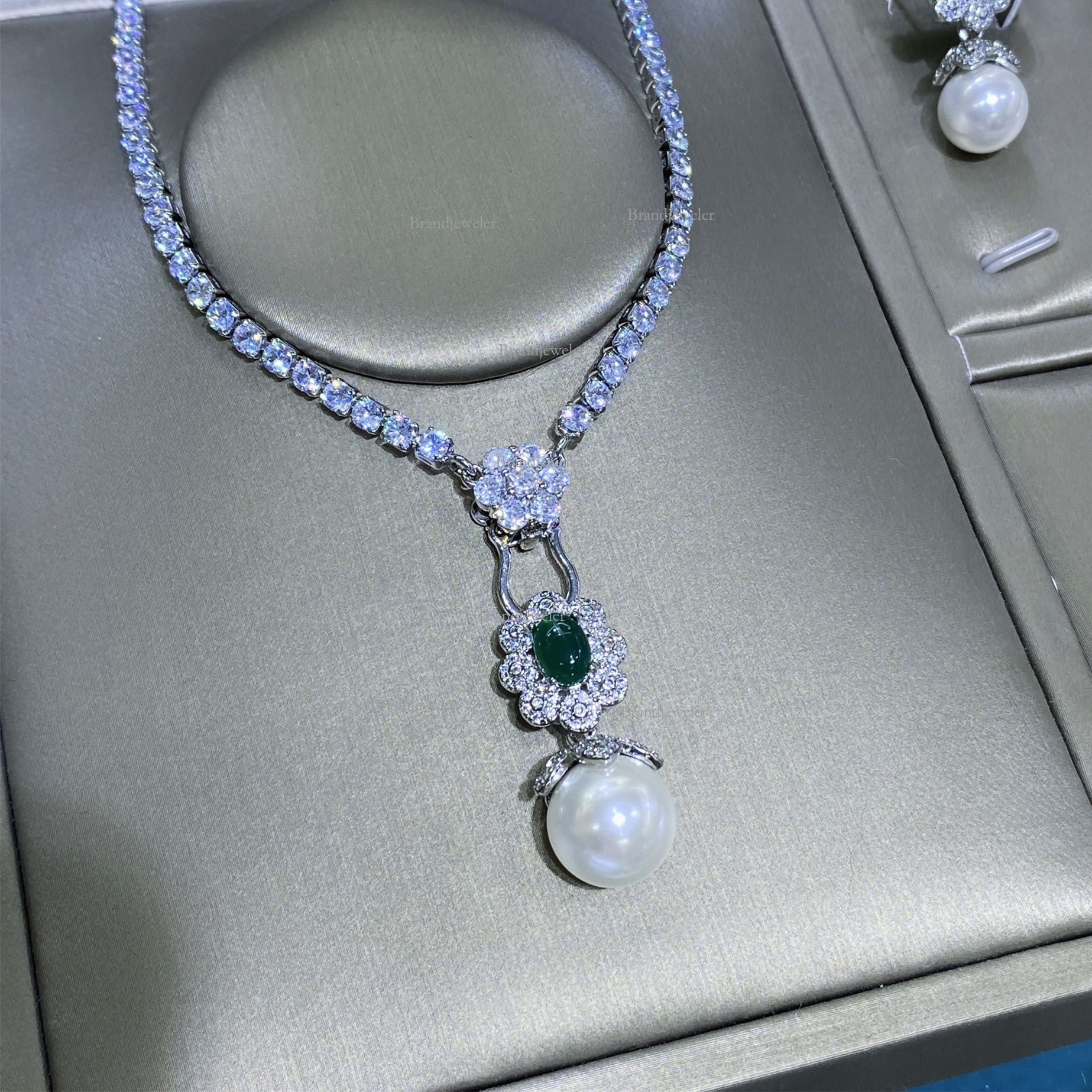 Natural Free Delivery Agate Chalcedony Shell Pearl Comparable To Pearl Full Diamond Open 25 New Model Ring For Designer Necklace Women Versatile Penda - view 4