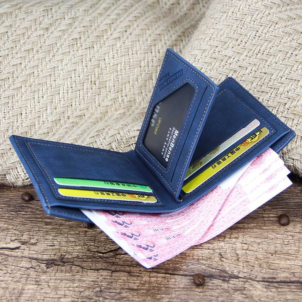 PU Leather Mens Wallet Short Card Holder Purse for Male Portable Men Billfold Short Wallets Vintage Cardholder Z250621