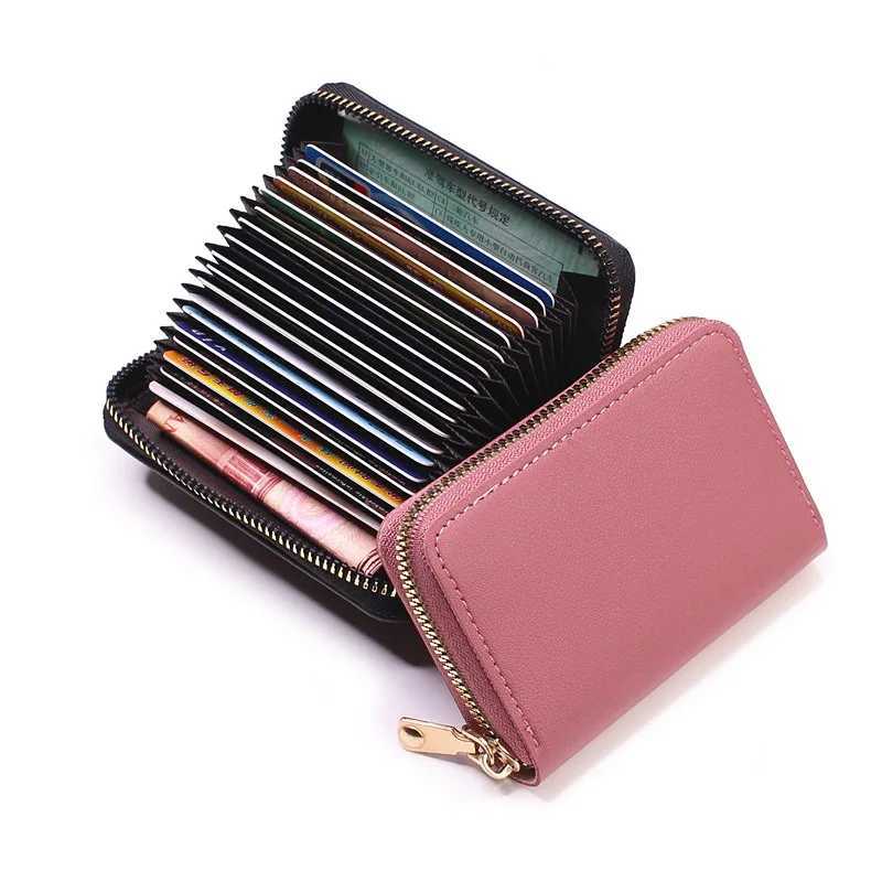 Business Card Holder Wallet Women/men Gray Bank/ID/ Holder 9 Slots Card Wallet PU Leather Protects Case Coin Purse Z250621