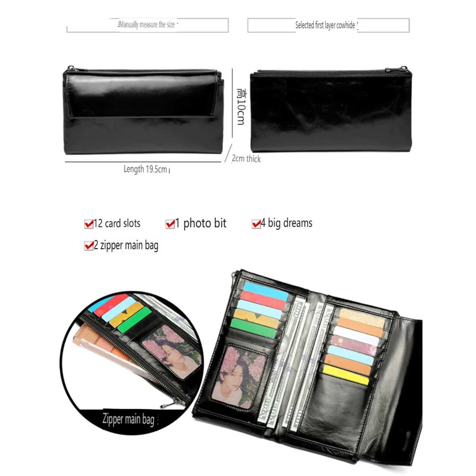 Women Genuine Leather Multi Card Slot Oil Wax Cowhide Long Small Cowhide CAsh Coin Purse Women Wallet Z250621