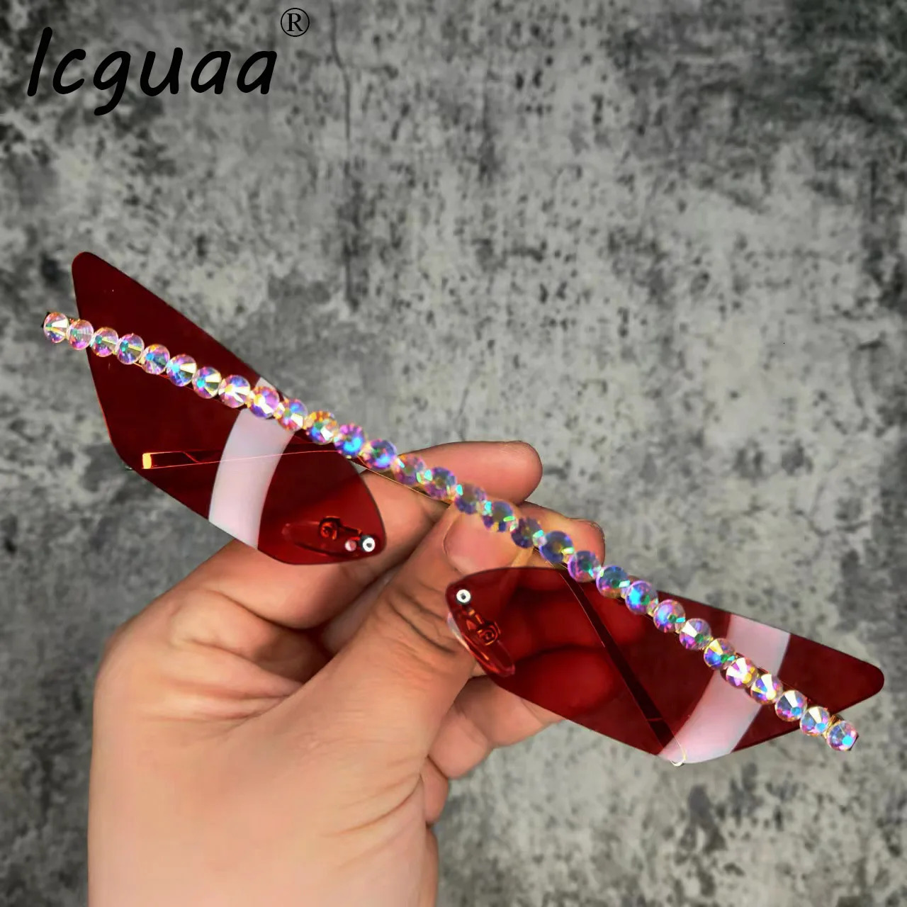 Cat Eye Sunglasse Cool Diamond Sun Glasses Metal Frame Mirror Lady Rimless Rhinestaone Triangle Eyewear 250617