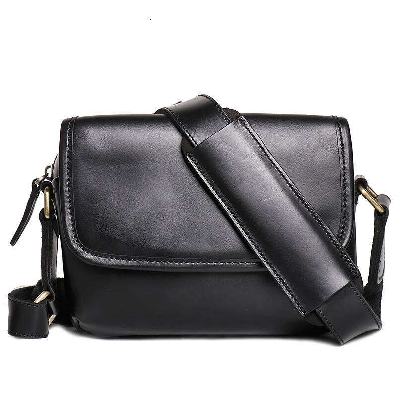 LUOKIR Vintage Crazy Horse Leather Retro Men's Genuine Cowhide Shoulder Women's Crossbody Ipad Small Square Bag