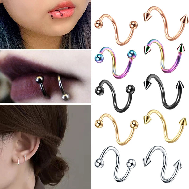 Nose Ring Ear Stud Body Piercing Ring Body Piercing Lip Ring Brow Ring Personality Hip Hop General Industrial Barbell Sexy 250617