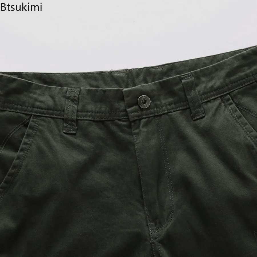2025 Summer Mens Multi Pockets Cargo Shorts Comfortable 100% Cotton Straight Five Split Pants Male Outdoor Casual Sports Shorts W250621