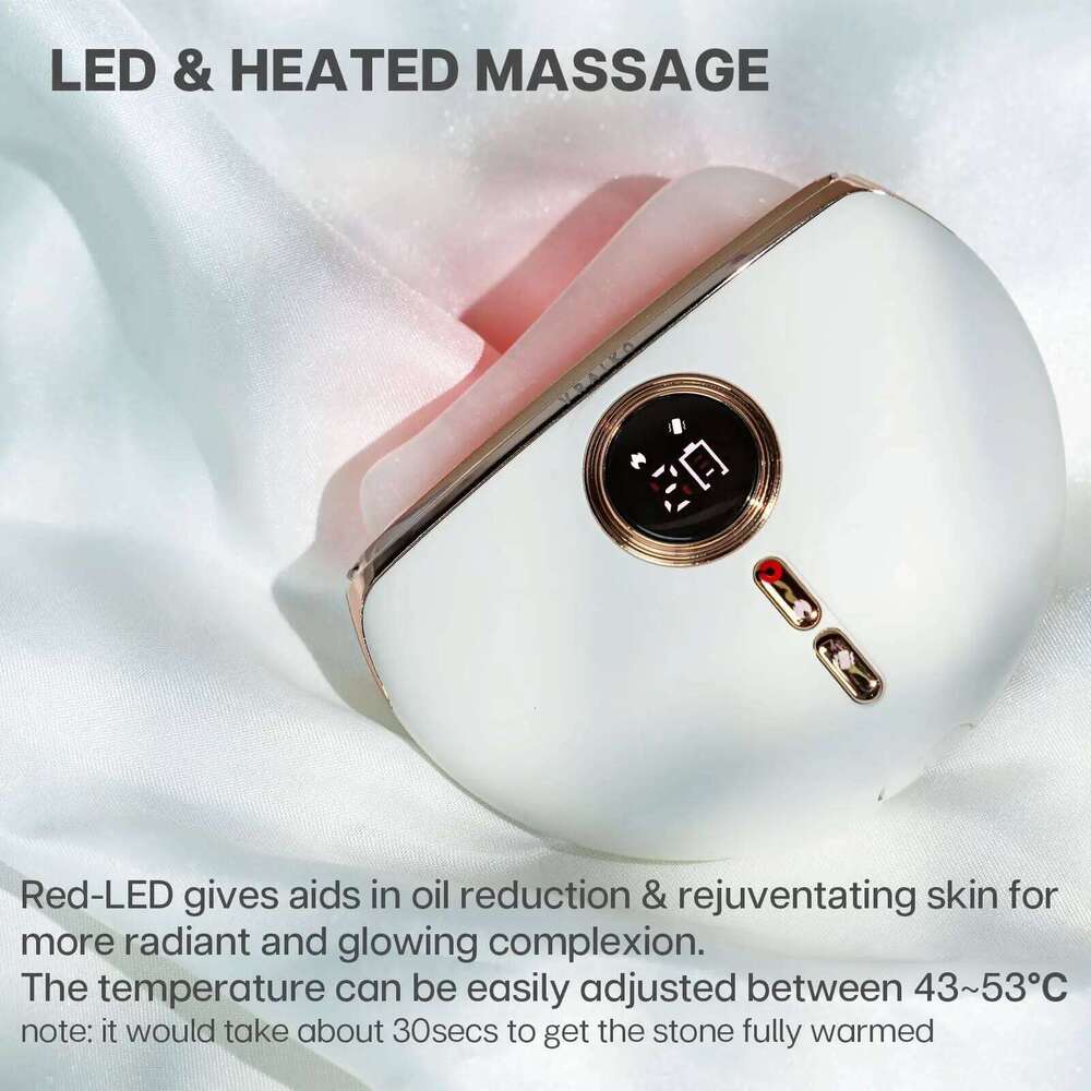 VRAIKO LED Device, Jade Stone Gua Sha Facial Tool With Heat And Vibration, Face Massager For Anti-Aging Wrinkles Puffine