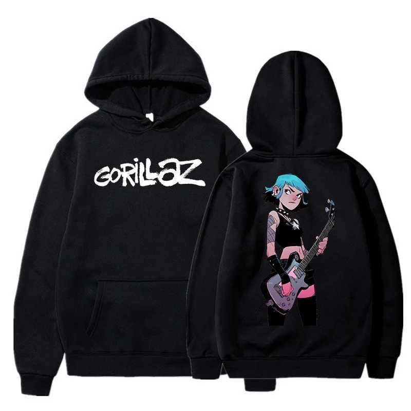 Autumn And Winter Pullovers Long Sleeve Loose Soft Sweatshirt Streetwear Coat Gorillaz Print Women Men Hooded Pocket Hoodie XJ250621