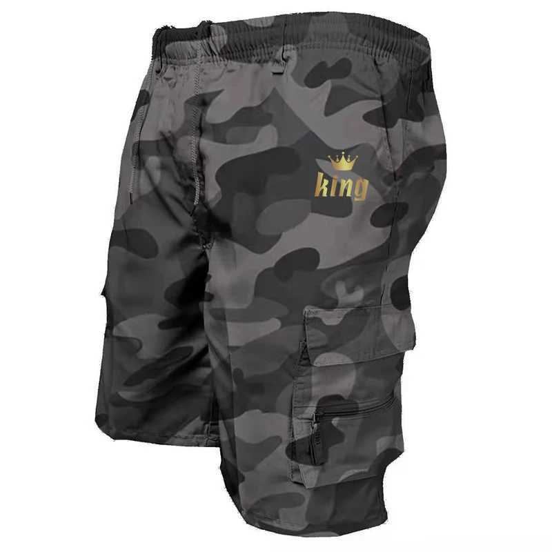 Mens Cargo Shorts Casual King Printing Jogging Shorts Loose Work Casual Shorts Camouflage Mens Tracksuit Trousers Versatile W250621
