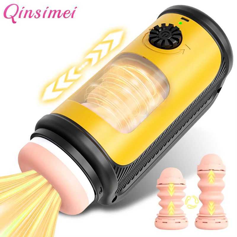 Automatic Telescopic Male Masturbator 3-frequency Vibration Removable Washable Heated Adjustable Speed Aircraft Cup Adult Products W250621