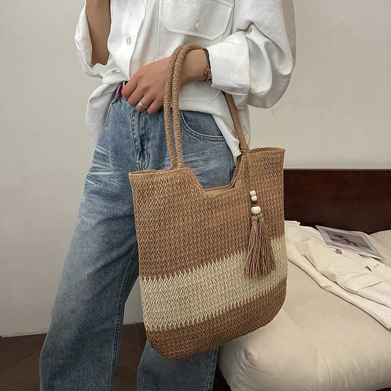 1 Straw Womens Shoulder Bag Handbag Fashion Casual Summer New Hawaiian Style Beach Holiday Seaside Environmental Protection XJ250620