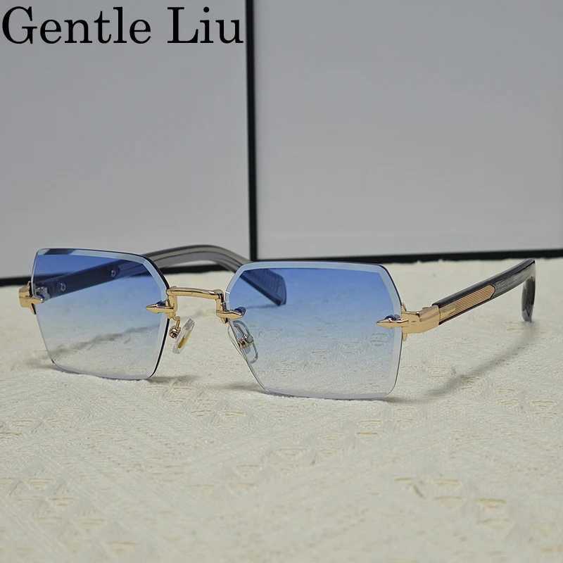 Square Rimless Sunglasses Men 2025 Luxury Brand Designer Vintage Frameless Sun Glasses For Male Rectangle Eyewear Shades UV400 W250621