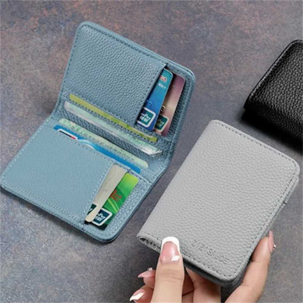 Multi-card Slot Solid Color Portable Leather Card Case Universal Bank Card ID Bus Card Holder Travel Card Organizer Z250621
