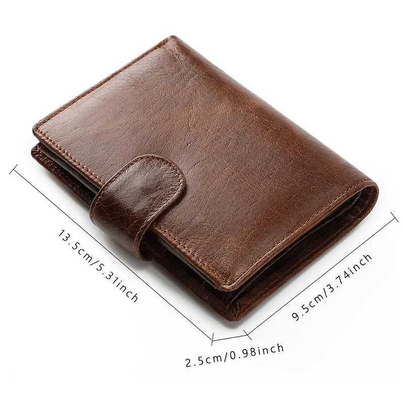 Genuine Leather Men Wallet New Short Card Holders Top Layer Cowhide Men Purse Coin Pocket Leather Zipper Men Money Clips Z250621