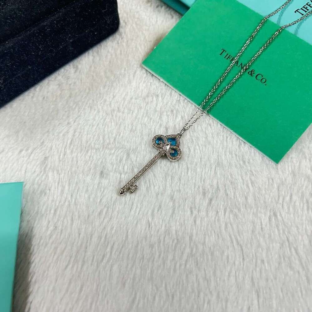 Brass High Version Iris Turquoise Key for Women Trendy Necklace