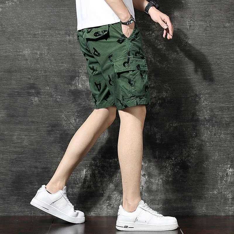 Short Pants for Men Baggy Printed Cotton Beautiful Mens Cargo Shorts Streetwear Harajuku Loose Jorts Clothes Elegant Clothing W250621