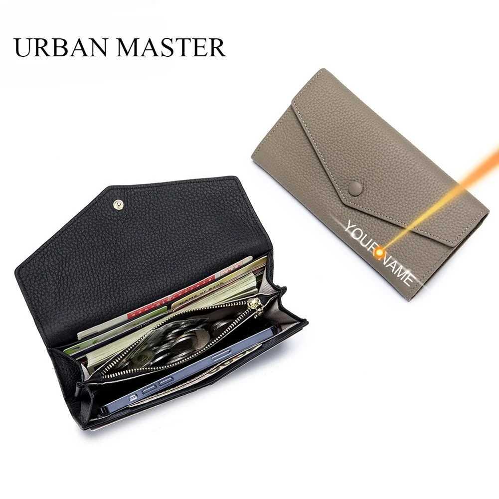 URBAN MASTER Genuine Cow Leather Long Wallets for Women Fashion Simple Money Clip Coin Purse Large Capacity Clutch Wallet 6927 Z250621