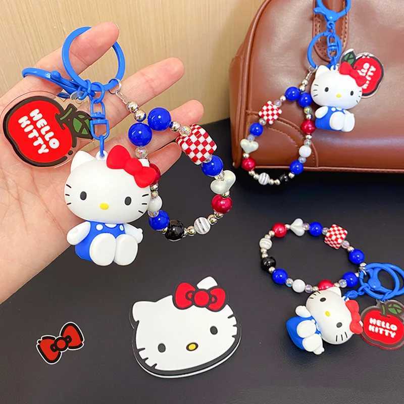 Sanrio Hello Kitty Beaded Keychain Cute Cartoon Charm for Keys Bags Purse Backpack 3D Acrylic Pendant Gift for Girls Accessoriesw250612