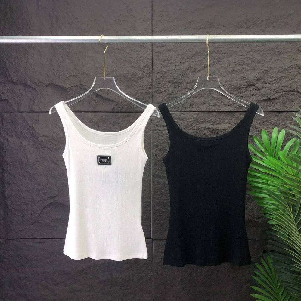 high-quality designerdesigner Summer New Metal Letter Vest Slimming U-Neck Top Trendy Base Layer Garment For Smooth Slim Fit European And American Sty