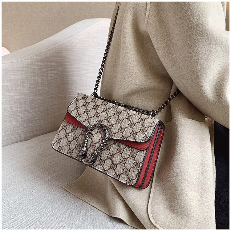 Free Shipping Designer Bag 2025 New Fashion Retro Printed Mini Shoulder Wide Chain Luxury Bag Women's Bag