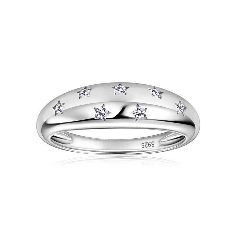 Fashionable Starry Sky Moissanite Ring, Cool S925 Sterling Silver Ring Plated 18K Gold