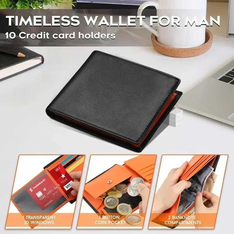 Short Genuine Leather Mens Wallets Classic Slim Solid Purse Card Holder Coin Pocket RFID Fashion Quality Z250621