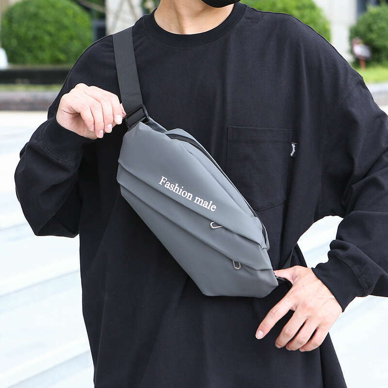 Genuine Leather Bag New Trendy Men S Chest Casual High End Single Crossbody Simple Travel Shoulder Bag Black Bag