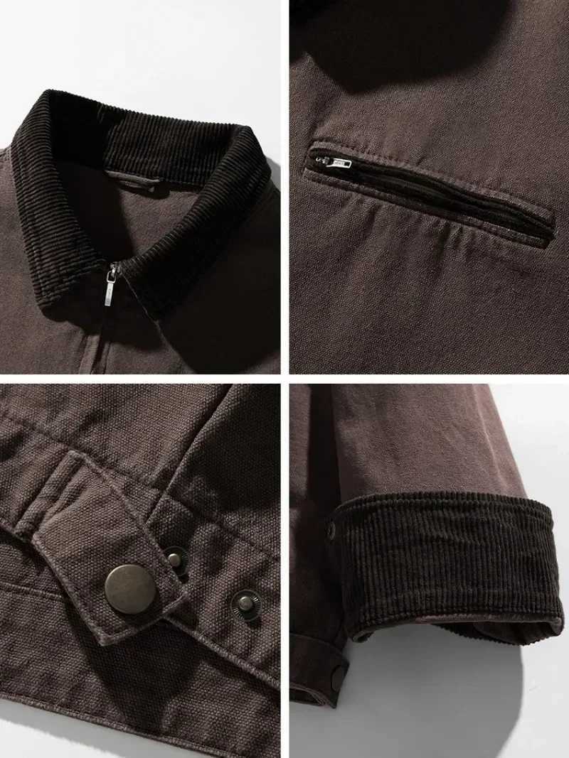 Spring Autumn Retro Distressed Washed Detroit Jacket for Mens New Japanese Loose Casual Fashion Patchwork Lapel Jacket XJ250621