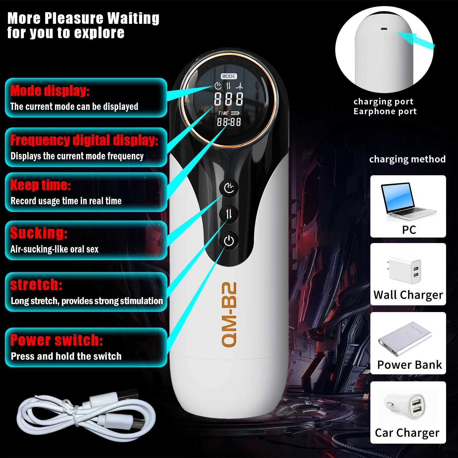 B2 Automatic Male Masturbator Penis Pump With 4 Sucking Thrusting 9 Vibration Pocket Pussy Masturbation Cup Sex Toys for Men W250621