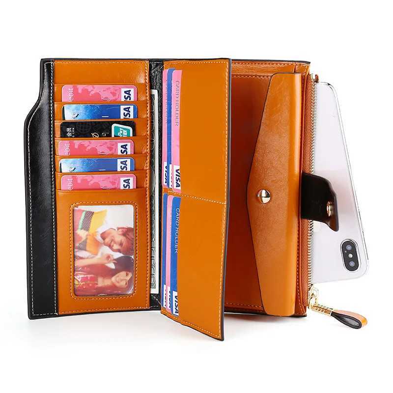 Vintage Women Wallets Genuine Leather Long Zipper CluTCh Purse Large Capacity Card Holder Wallet Z250621