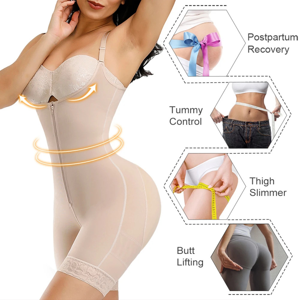 Fajas Colombianas Detachable Straps Full Body Shaper Tummy Slimming Postpartum Stage 3 Girdle Push Up Butt Lifter Shapewear 250617