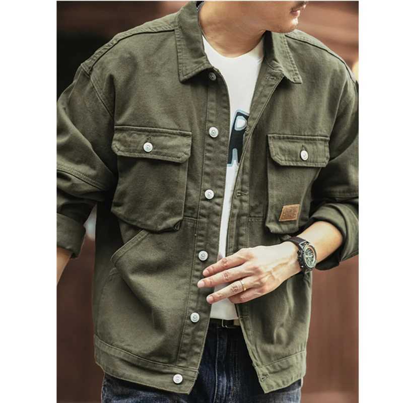 Spring and autumn new American heavy vintage denim jacket mens casual loose jacket XJ250621