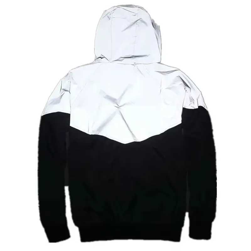 Mens Patchwork Night Reflective Jacket Casual Waterproof Windbreaker Party Dancer Hip Hop High Quality Coat Male Trend Brand XJ250621