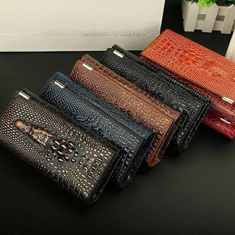 Women PU Leather Handbag Crocodile Pattern Long Wallet Large Capacity Clutch Phone Bag Coin Purse Card Holder for Party Z250621