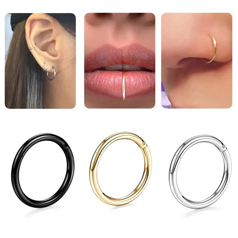 Stainless Steel Small Nose Rings Body Clips Hoop Tragus Septum Cartilage Piercing Jewelry For Women Men Girl Gift Body Jewelry 250617
