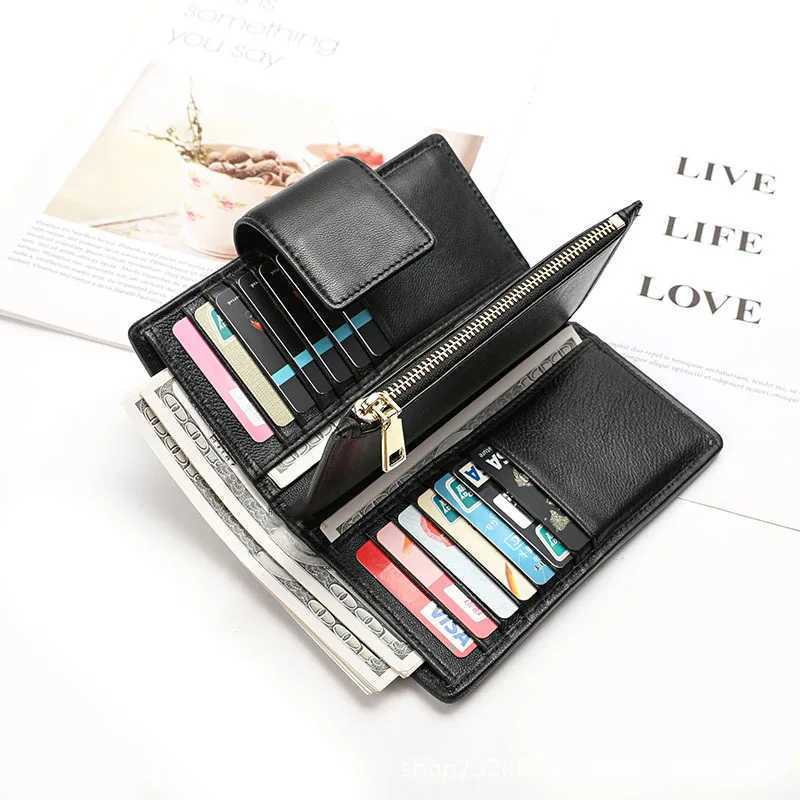 Wrinkled 100% sheepskin Genuine Leather wallet for women long large capacity leather handbag new zipper multifunctional zero wallet Z250621