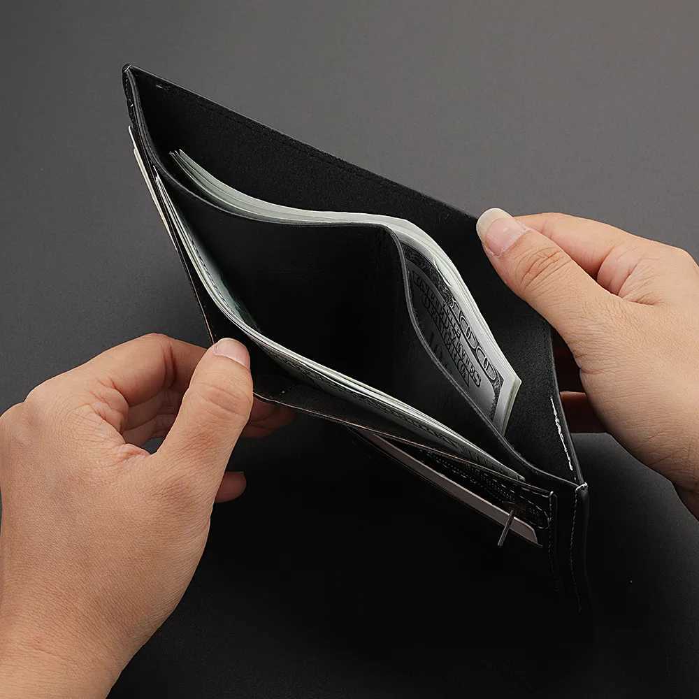 New Man PU Leather Wallet Business Card Holder Thin Business ID Holder Vintage Protection Bag Coin Wallet Z250621