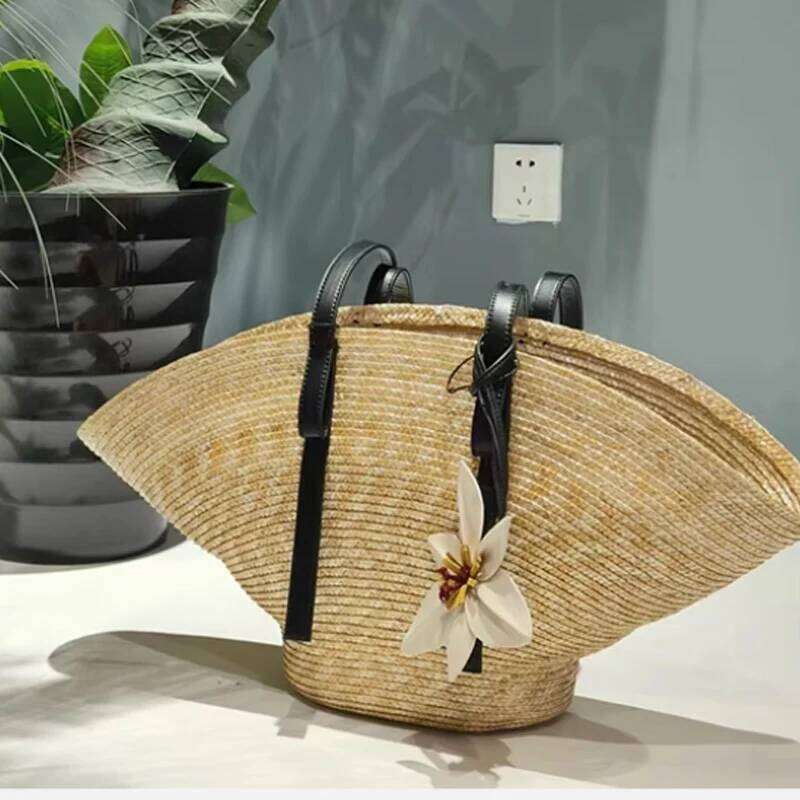 Straw Woven Handbags For Women Handmade Travel Seaside Beach Summer New Handle Bucket Shopping Tote Bag Basket Bolsa