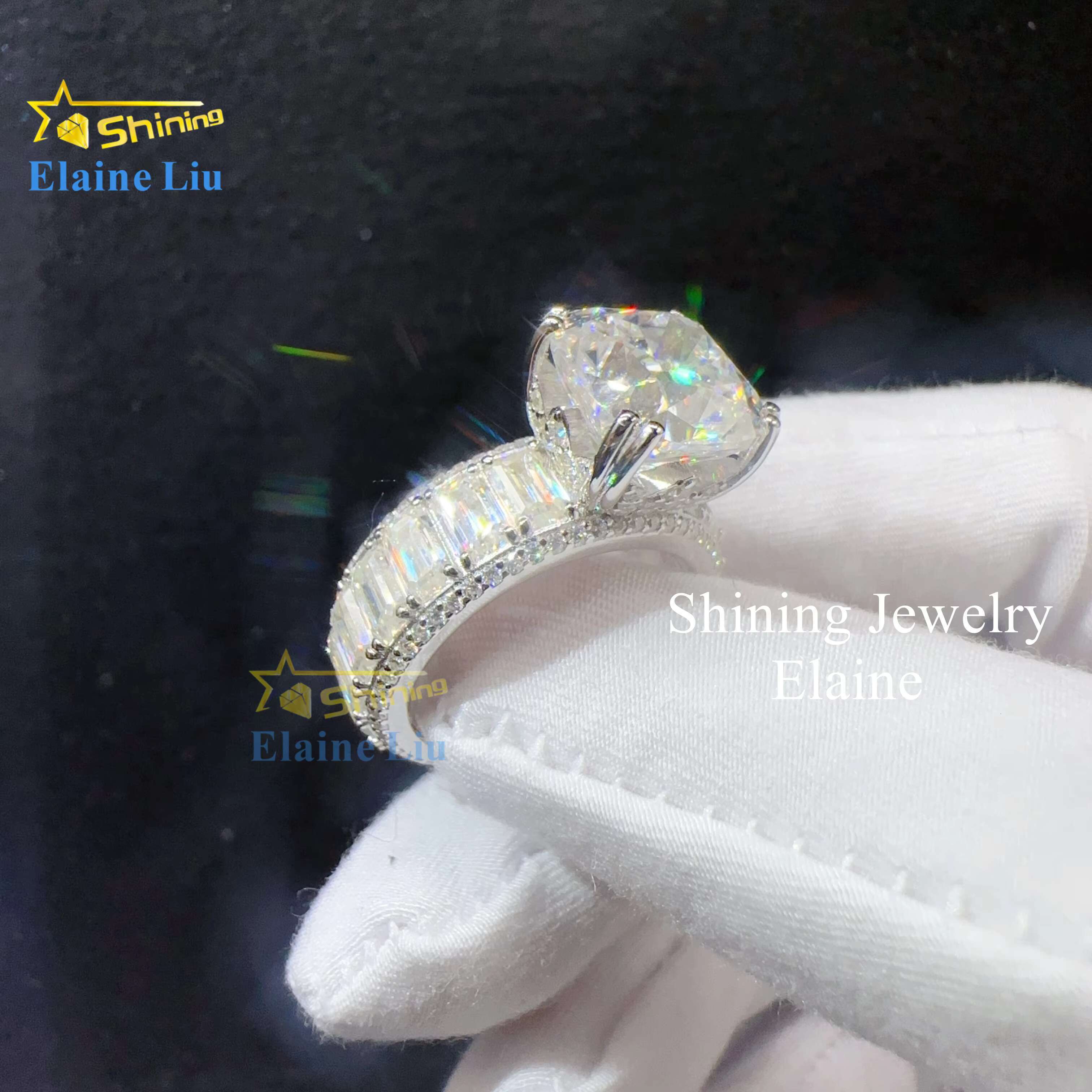 Gra Certificate Rings Jewelry Women Diamond Vvs Moissanite Sterling Silver Ring