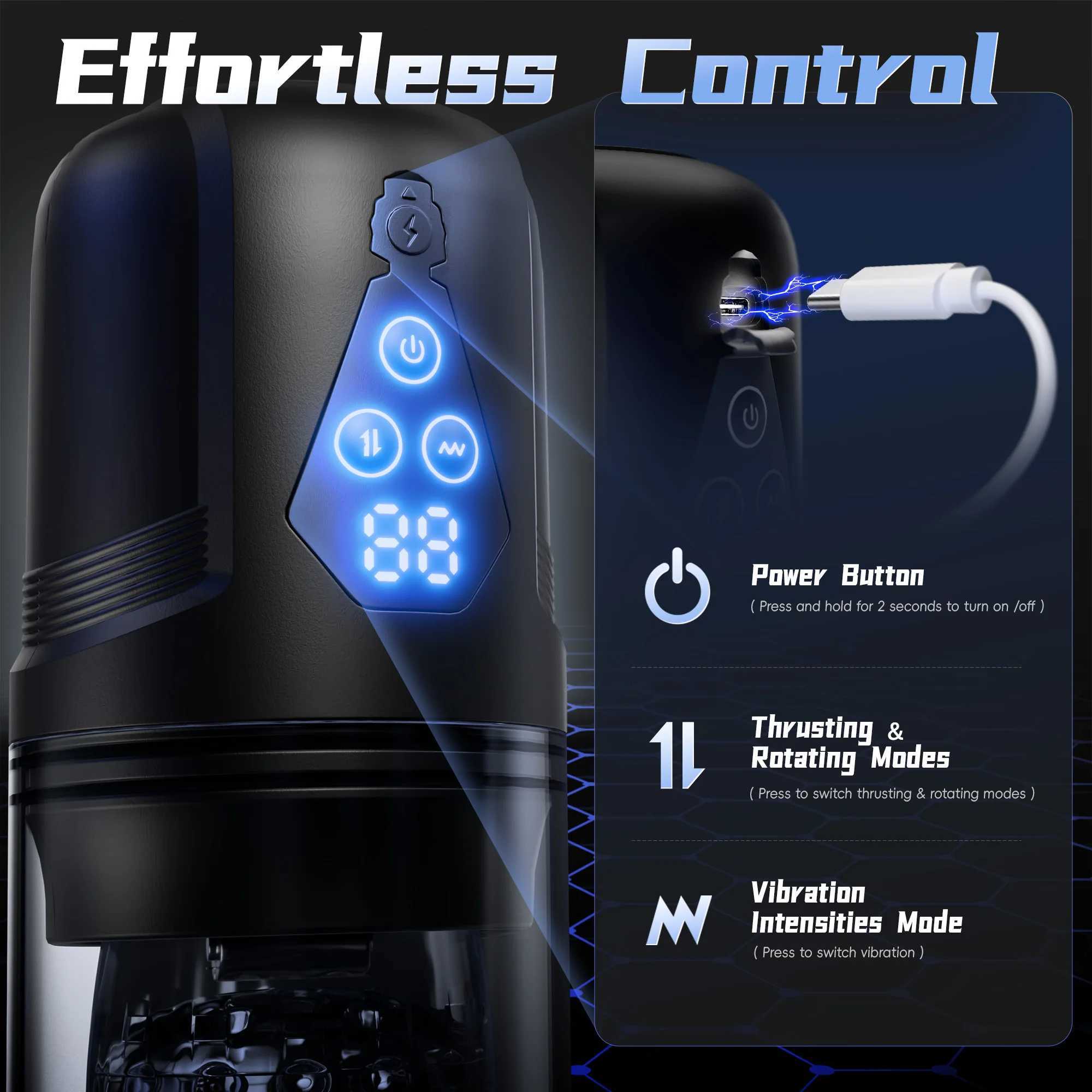 Upgrade 3 in Male Masturbator Sex Toy with App Control Realistic Blowjob Machine 9 Thrusting Rotating Vibrating Male Stroker W250621