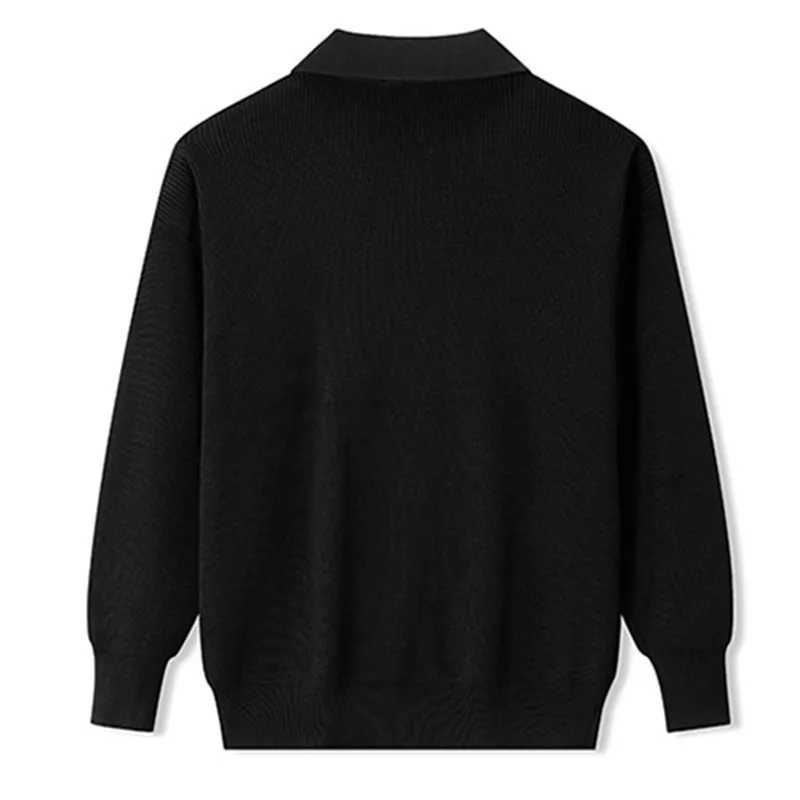 Spring Autumn Mens Turn-Down Collar Pullovers Long Sleeve Knitted Sweater Half Zipper Solid Casual Pullovers Man Loose Knitwear Z250621