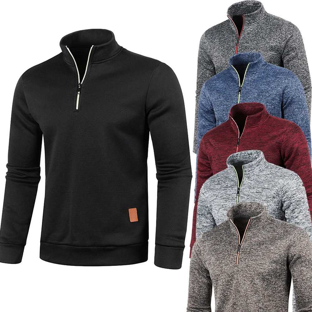 Mens Collar Half Zipper Sweatshirts Spring Autumn Casual Pullover for Male Sweat Outdoor Turtleneck Coats Solid Sports Clothing XJ250621