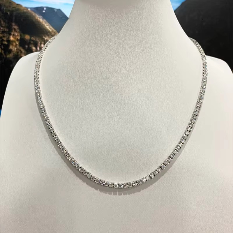 High-Quality Fashion Necklace Sier 2mm 3mm 4mm 5mm VVS Silicone Tennis Chain Hip-Hop Jewelry