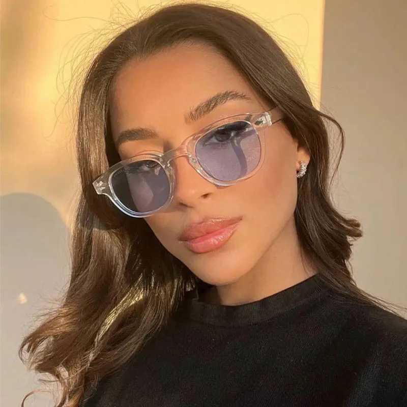 Retro Rice Nail Square Sunglasses Women Men Luxury Brand Transparent Blue Sun Glass Man Unisex Ocean Lenses Shades Oculos De Sol W250621