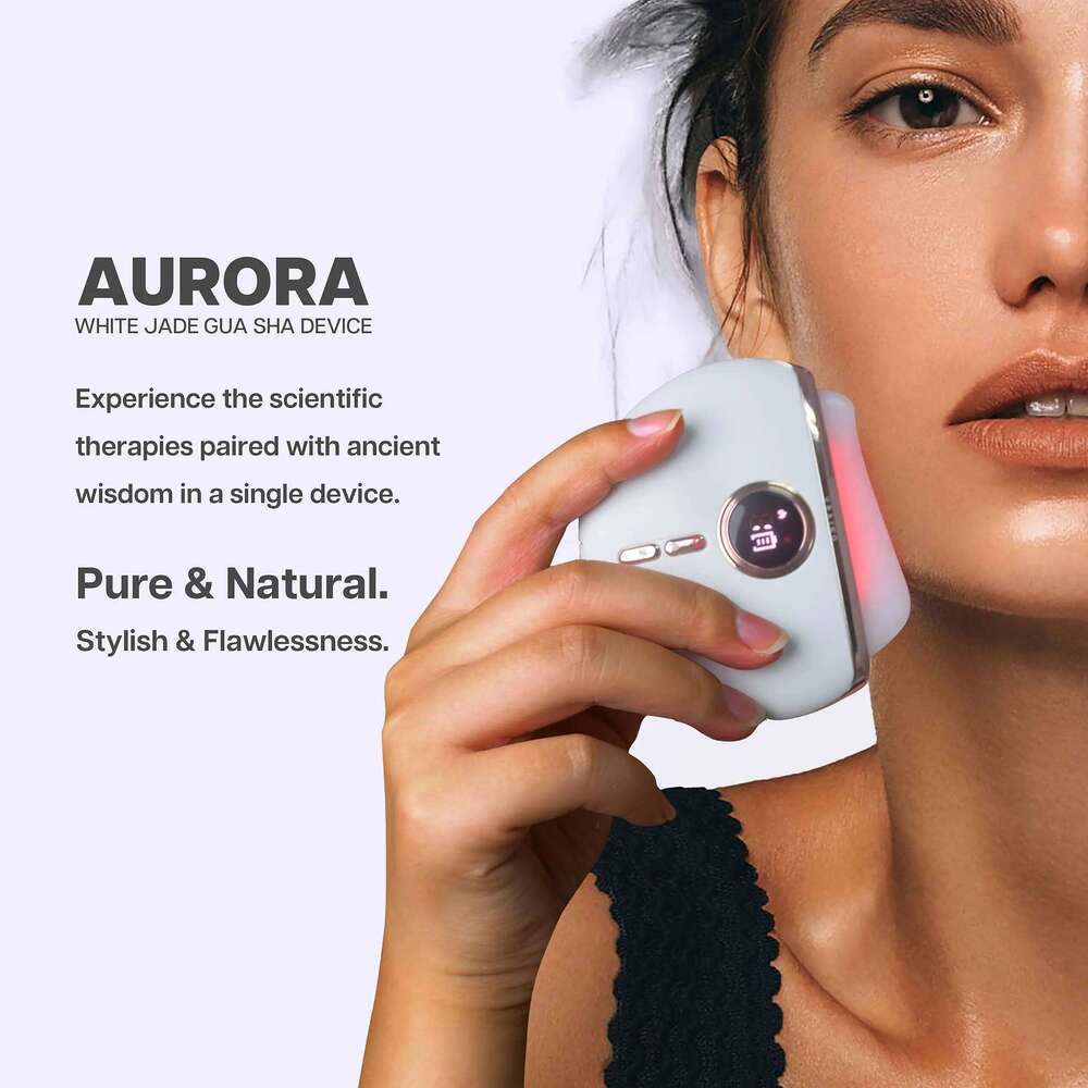 VRAIKO LED Device, Jade Stone Gua Sha Facial Tool With Heat And Vibration, Face Massager For Anti-Aging Wrinkles Puffine