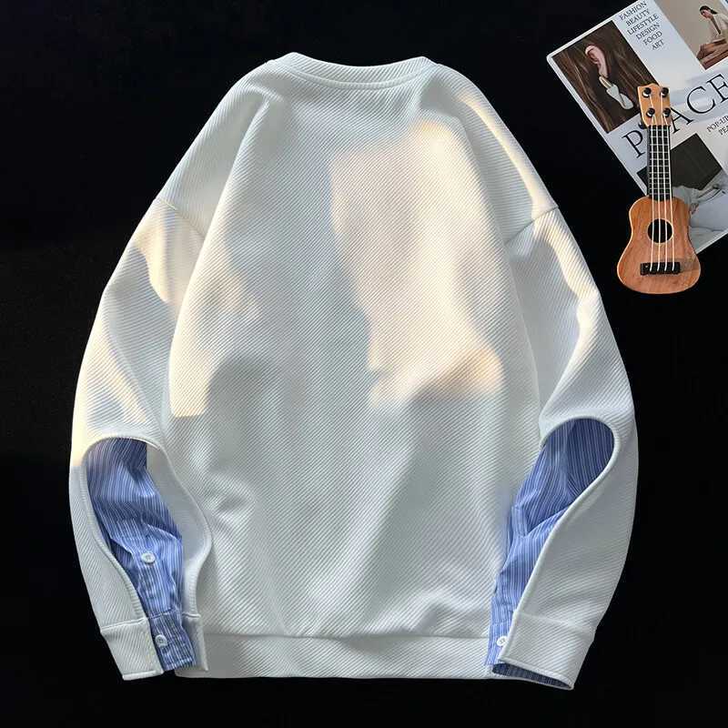 Waffle Sweatshirt 2025 New Spring Round Neck Long Sleeve Pullover Sweatshirt Casual Loose Fit Top XJ250621
