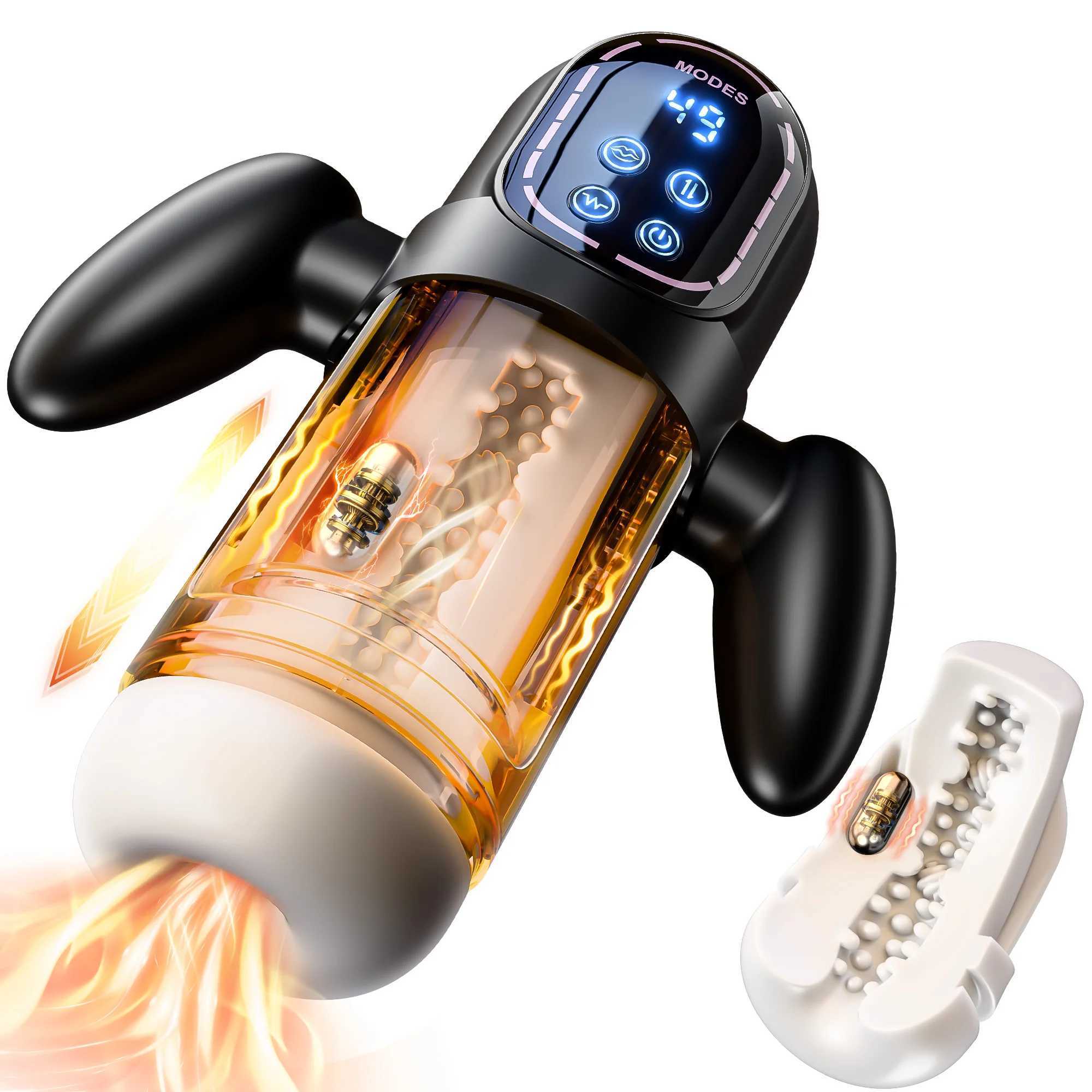 Automatic Sucking Telescopic Male Masturbator 3D Textured Penis Pump Male Vibrator Blowjob Sex Machines LCD Display with Handle W250621