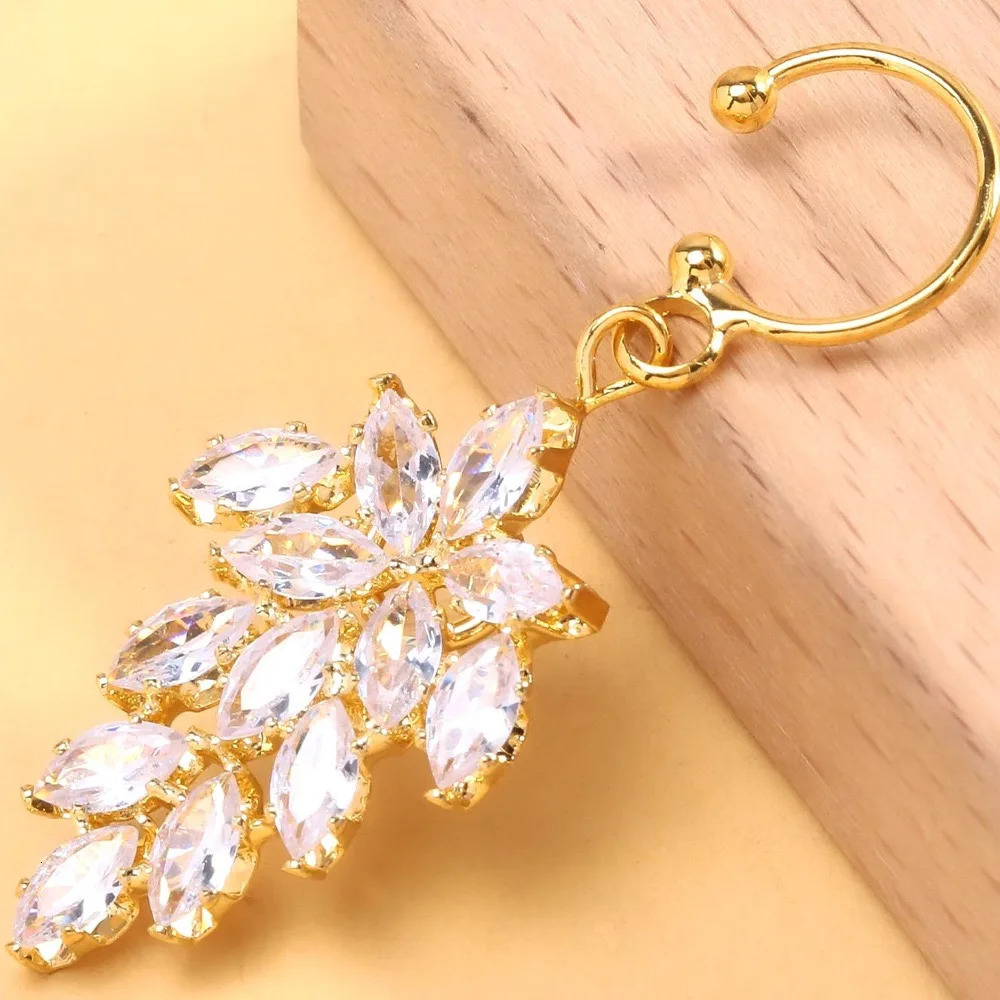 1pc Crystal Dangle Lip Ring Clip-On Piercing Jewelry for Women Hip Hop Geometric Lip Cuff Non-Pierced Accessories 250617