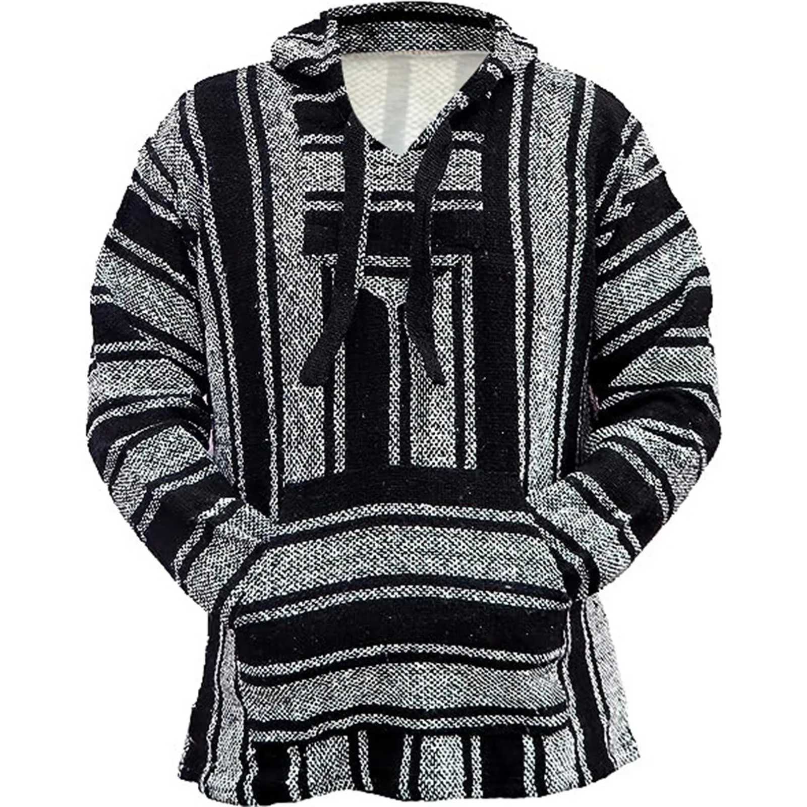 3D Print Hippie Hoodie For Men Ethnic Style Pullover Hooded Sweatshirt Drawstring Pocket Hoodies V Neck Men Streetwear Hoodies Z250621